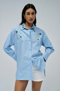 CAMISA DE POPELINA CON BRILLANTES SALSA