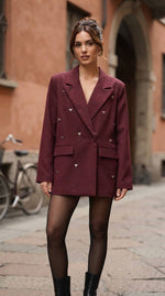 Cargar imagen en el visor de la galería, Blazer oversize con estampado de corazón
