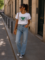 Cargar imagen en el visor de la galería, Camiseta blanca corazón leopardo
