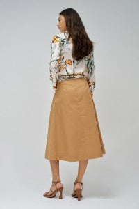 FALDA MIDI EN TELA SALSA