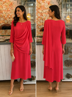 Cargar imagen en el visor de la galería, Vestido Midi con drapeado frontal
