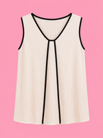 Cargar imagen en el visor de la galería, Camiseta tirantes beige y linea marrones Enero Fashion

