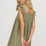 Cargar imagen en el visor de la galería, Vestido corto verde militar volantes
