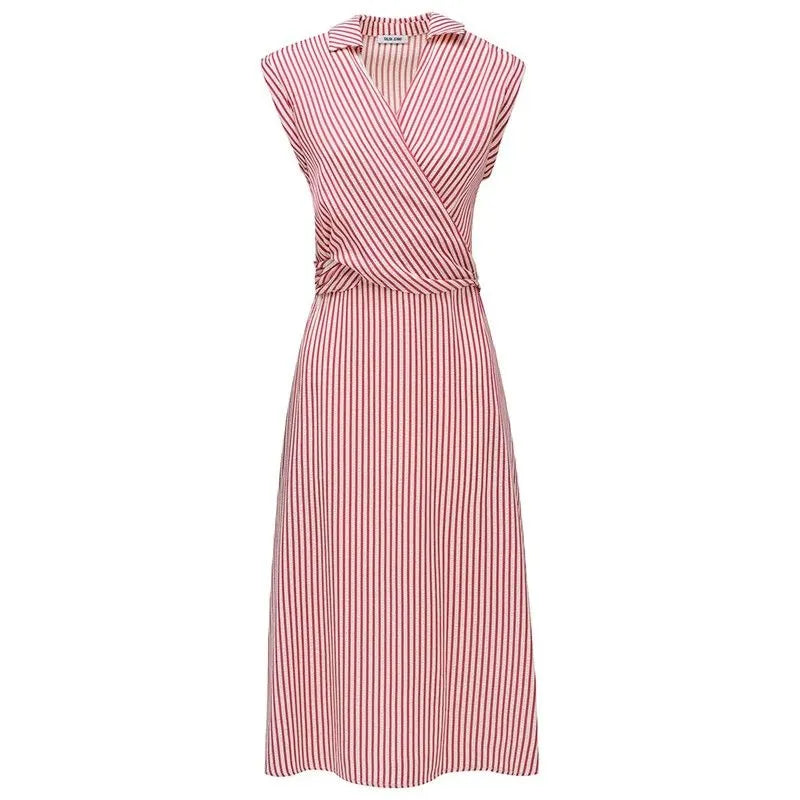 VESTIDO CRUZADO RAYAS SALSA