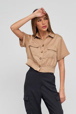 Cargar imagen en el visor de la galería, Top Camisero marrón claro
