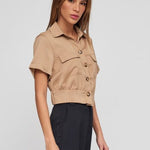 Cargar imagen en el visor de la galería, Top Camisero marrón claro
